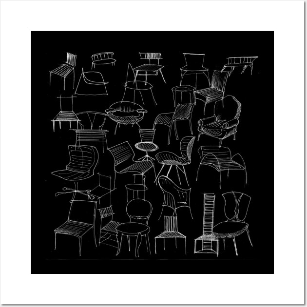 sketch chairs home styling Wall Art by jorge_lebeau